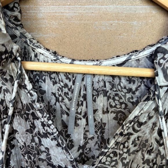 Anthropologie Marias Printed Chiffon Maxi Dress Neutral Boho Preppy Womens XS - Picture 6 of 8